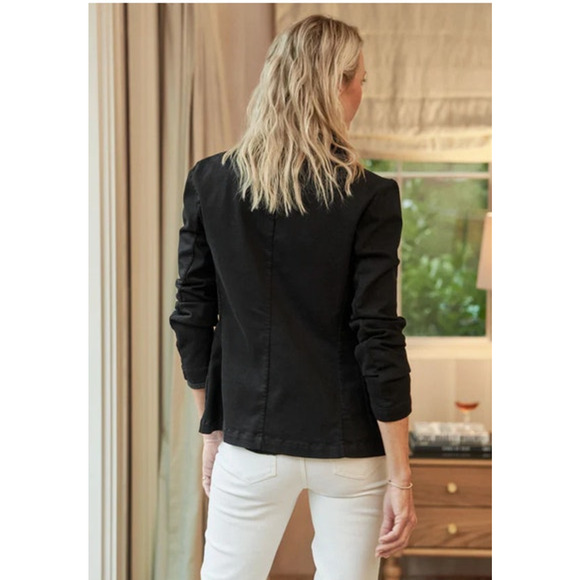 FRANK & EILEEN L Large Black Performance Denim Jet Black Dublin Jacket Blazer - Picture 12 of 15
